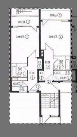 Bezugsfreie helle Wohnung mit Südwestloggia – Grundriss Wohnung Nummer 1