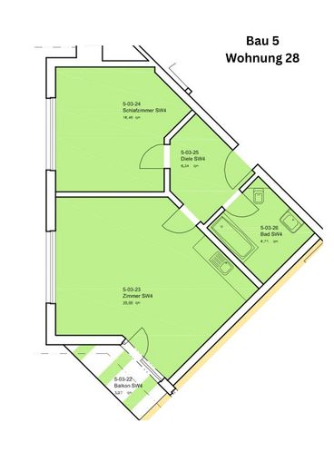 Helle Wohnung in ruhiger Lage mit Balkon – Grundriss 