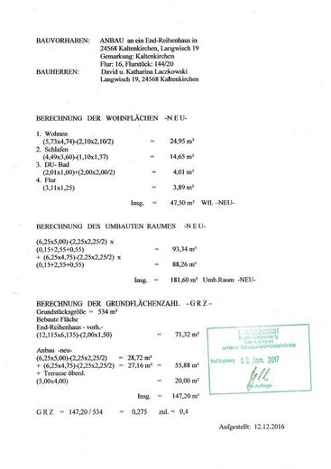 Charmantes Endreihenhaus mit großzügigem Grundstück in Kaltenkirchen - Reserviert!!! – Berechnung Wohnfläche