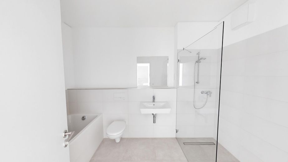 Modernes Wohnambiente: 3-Zimmer-Neubau mit Balkon in Basdorf (A1 WE06) – Beispielbild Bad