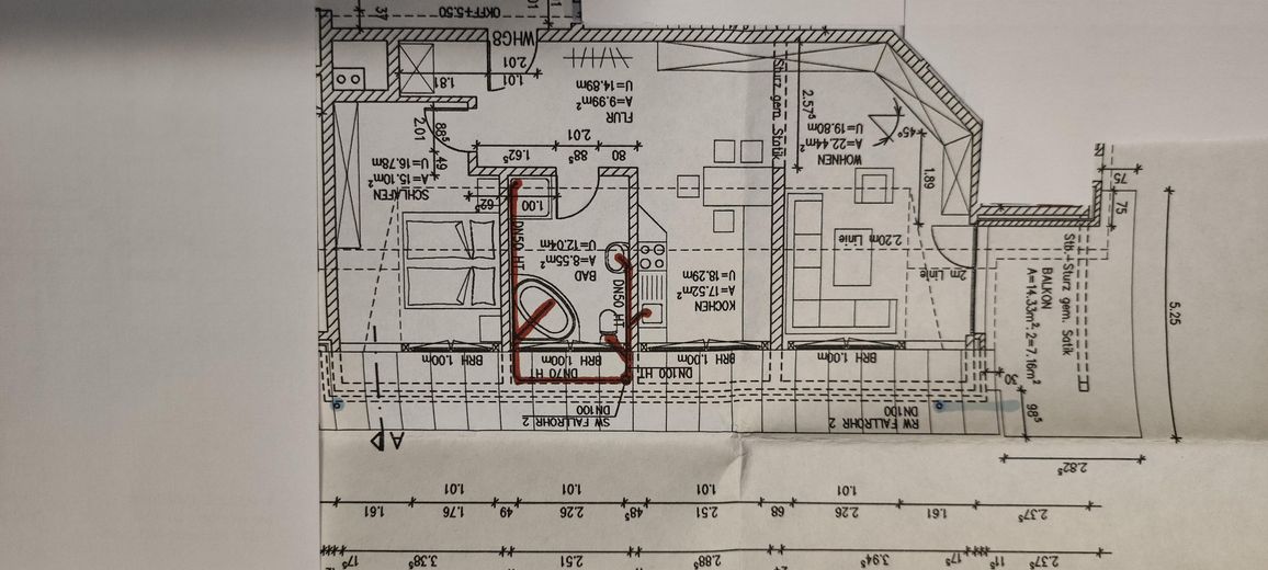 Bellissimo appartamento mansardato di circa 81,00 m² in vendita a Wunstorf / Luthe – Grundriss der DG-Wohnung