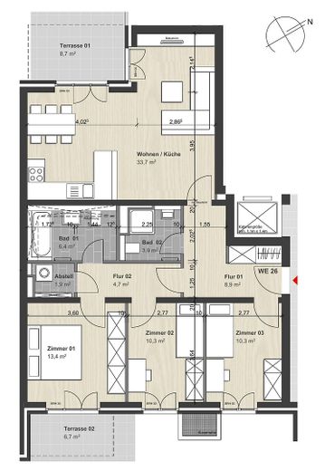 Freshly renovated in Othmarschen: 4 rooms, each with a garden door – commission-free – Grundriss