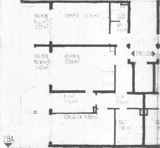 Eigentumswohnung mit Terrasse - saniert – Grundriss Wohnung - Ausschnitt
