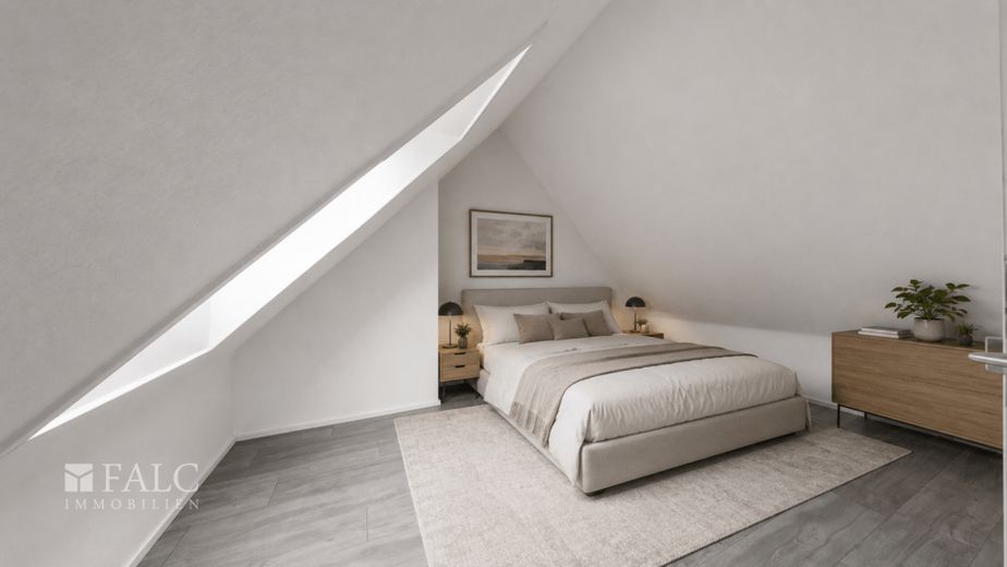 Modernisiert, lichtdurchflutet und außergewöhnlich - Wohnen auf zwei Ebenen mit Stil – Schlafzimmer visualisiert
