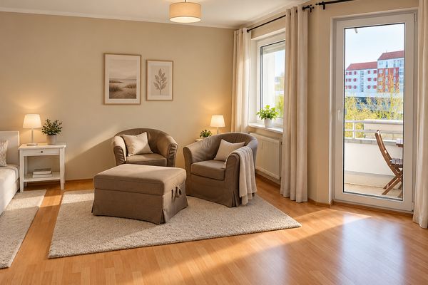 Helles 1-Zimmer-Apartment mit Südbalkon, Einbauküche und Stellplatz in Nürnberg-Laufamholz