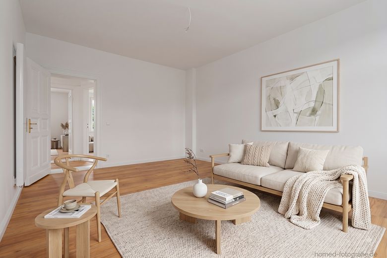 Kernsanierter 3-Zimmer-Altbau in Berlin-Köpenick: Erstbezug mit Wohnküche, Tageslichtbad und Balkon – Zimmer 2 - KI Visualisierung