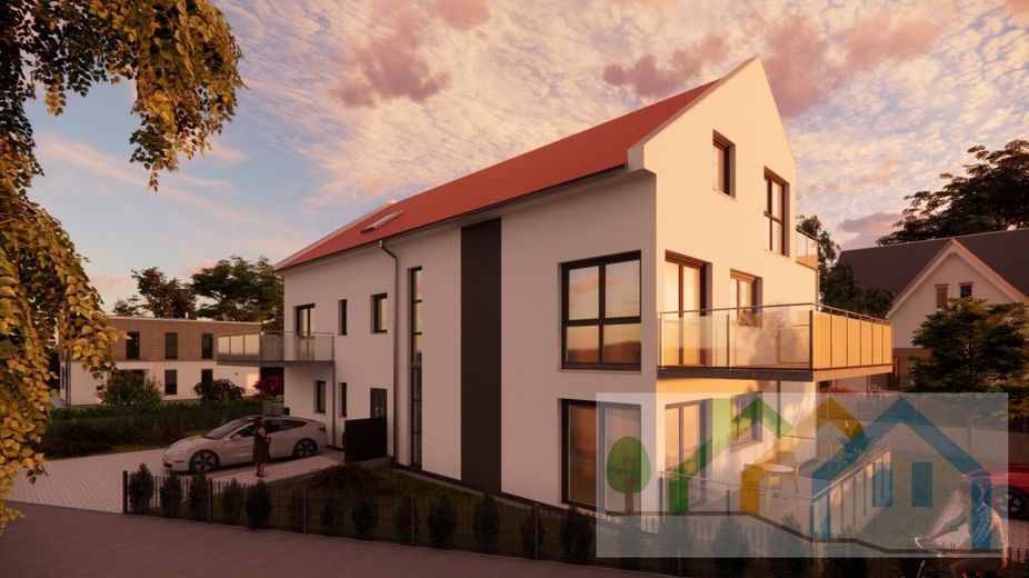 Provisionsfrei vom Bauträger: Top ausgestattete 4 Zimmer Eigentumswohnung mit Blick über Ansbach – Hausansicht Sonnenaufgang