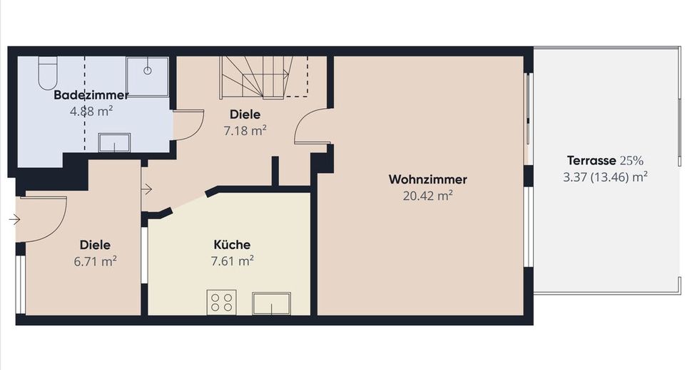 Oslebshausen | Renovierungsbedürftiges Reihenhaus mit Garten- und Hoffläche – S&amp;P | Grundriss Erdgeschoss