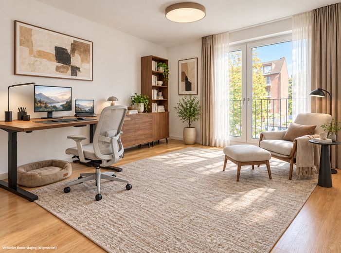 Modern & sofort bezugsfrei: 3-Zi.-Wohnung mit 2 Bädern & Loggia – provisionsfrei – Zimmer 2 / Homeoffice, KI