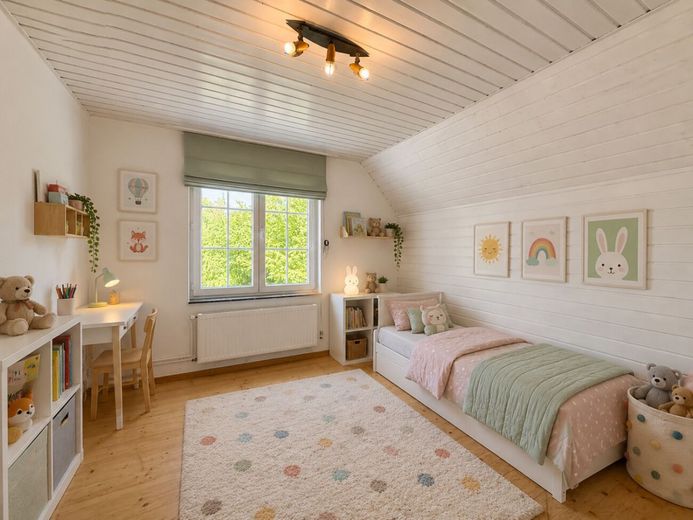 Historische Architektur mit Raum für Visionen – mögliches Kinderzimmer KI