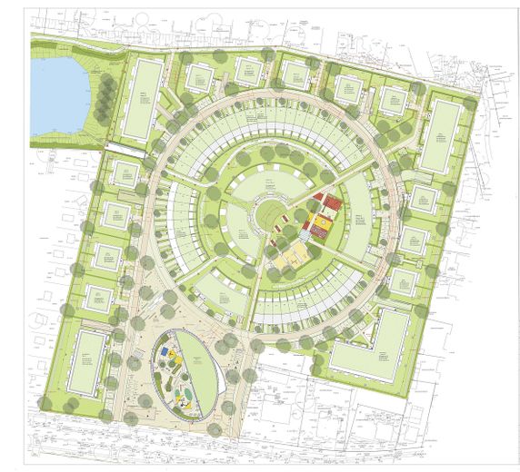 Neubau-Eigentumswohnung mit direkter Sicht auf einen kleinen See im Quartier HUGOS – Hugos-Quartier