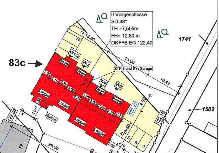 SHS (zentrumsnah): ETW (Bj. 2023) im EG | 2,5 ZKB ca. 70 m² | Keller+Garten, optional Stellplatz – Lageplan