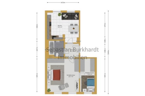 Appartement attrayant de 2 pièces près de la Fachhochschule d’Erfurt – idéal pour les investisseurs
