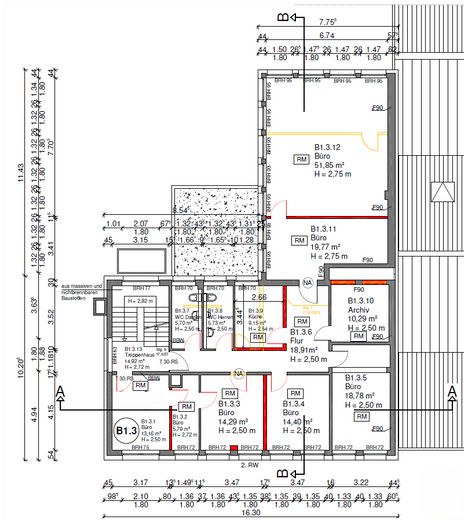 Helle und frisch sanierte Büroetage zu vermieten – Grundriss der Etage