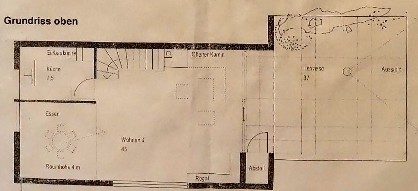 3-Zimmer Maisonette Wohnung in Stuttgart Süd mit grosser Terrasse, Aussicht und Garage – Grundriss oben mit Terrasse