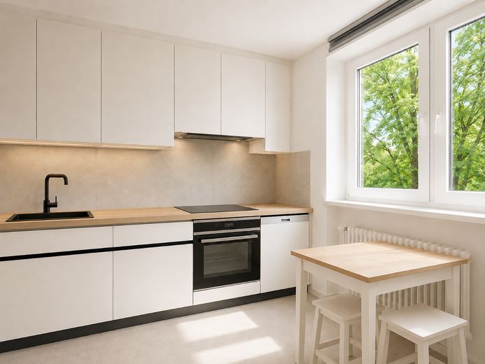 Hochwertig saniert & provisionsfrei: 3-Zimmer-Wohnung mit Südterrasse in München-Solln – Küche (mit KI Vorschlag)