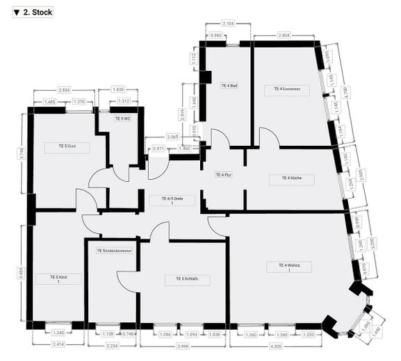 6 Raumwohnung bestehend aus 2 zusammengelegten ETW – Grundriss