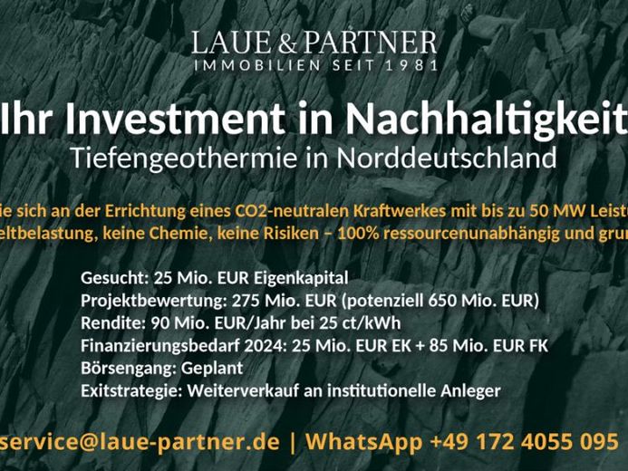 Nachhaltige ESG-Investitionsgelegenheit! Geothermie, Wasserstoff, Großbatterie, SolarPV-Parks... – Foto 1