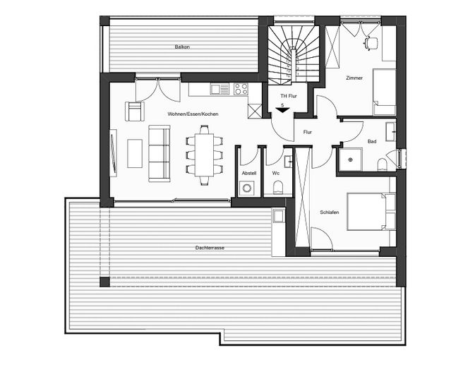 Wohnen über den Dingen – exklusives Penthouse mit Dachterrasse und traumhaftem Waldblick – Grundriss