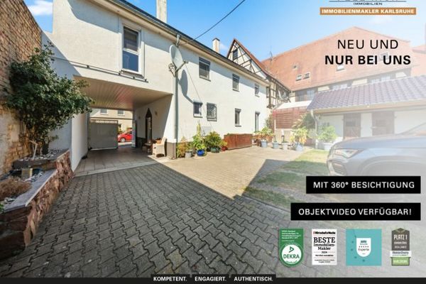ESKİ YENİYLE BULUŞUYOR: Linkenheim-Hochstetten’de bolca alana ve benzersiz bir cazibeye sahip geniş müstakil ev