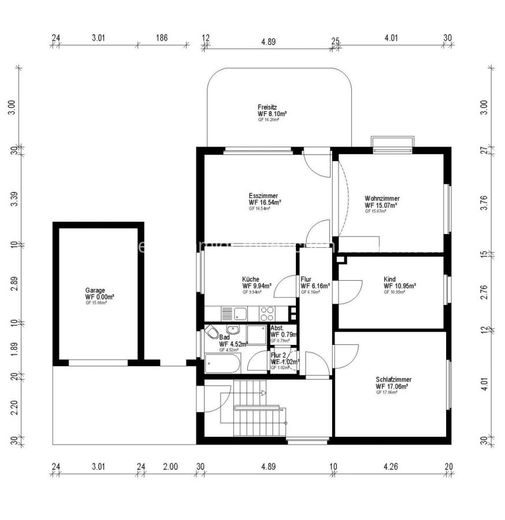 Großzügiges Zweifamilienhaus in Fuldatal - Perfekt für große Familien &amp; Mehrgenerationen – Grundriss EG mit Maßen