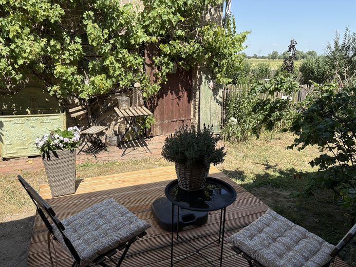 Ein Stück vom Paradies in Elb-Nähe - saniertes Bauernhaus mit Vintage-Charme – Terrasse mit Morgensonne