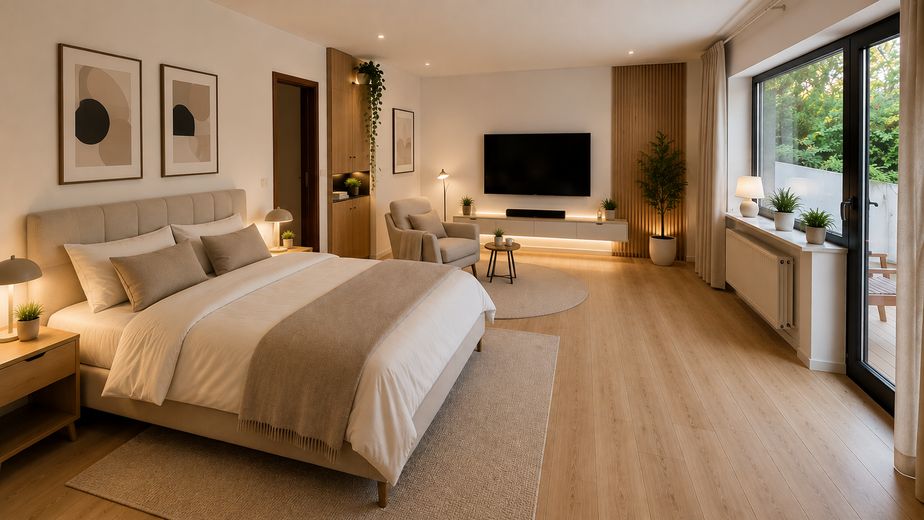 Arriver, respirer, profiter de la vie : vaste bonheur d’habiter en lisière de forêt - un refuge parfait – Einliegerwohnung Option1  KI