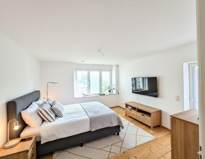 Bonito apartamento de 1 habitación con balcón y cocina en Luckenwalde – Schlafzimmer Beispiel