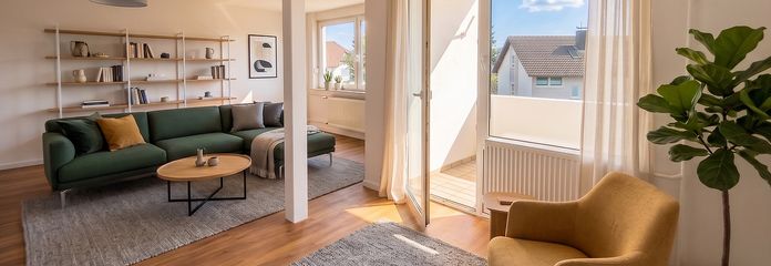 Een droom – instapklaar 3,5-kamerappartement met balkon en garage – Beispiel Wohnzimmer