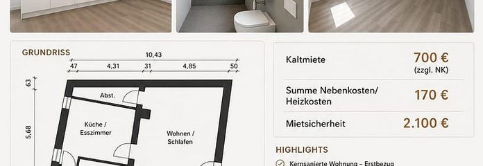 Kernsanierte 2-Zimmer-Wohnung mit großer Wohnküche in Bruchsal-Heidelsheim – Titelbild