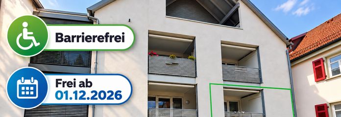 Barrierefreie 2-Zimmer-Whg. mit Loggia, frei ab 12/26, Energie A+ - provisionsfrei – Gebäudevorderseite