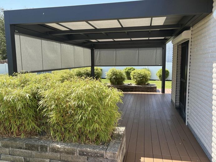 Güzel Fahrdorf’ta doğrudan Schlei manzaralı, huzur veren Friesenhaus (komisyonsuz) – Terrasse mit Markiluxanlage