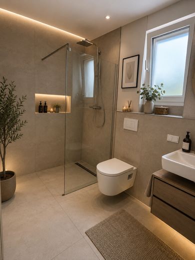 Ihr neues Zuhause wartet auf Sie – Moderne Neubauwohnungen in Dortmund-Hostedde – Badezimmer Muster KI