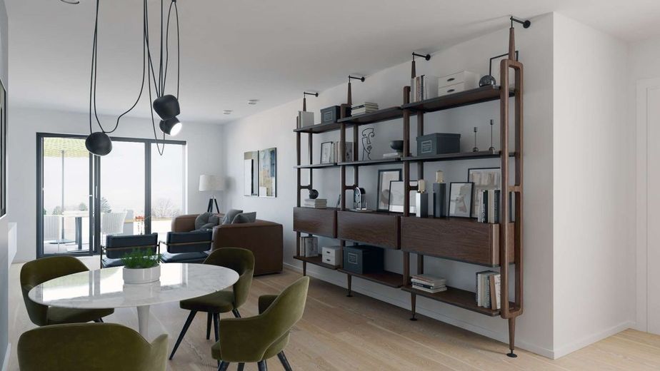 Mehr als Standard: Neubau-2-Zimmer-Wohnung mit Balkon – Wohnzimmer mit Ausblick