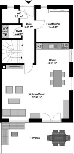 Familientraum in Obing: Exklusive Neubau-DHH mit 179 m² Wohn-/ Nutzfläche – ERDGESCHOSS