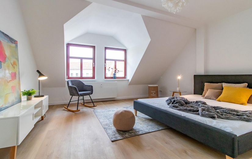 Schlafzimmer mit Dachgaube