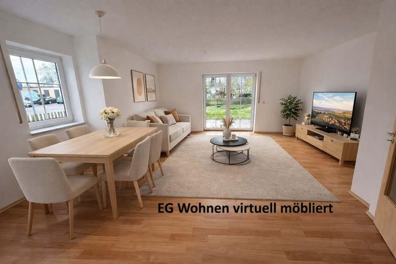 1-gezinshuis in 93333 Neustadt/Do (bj 2003), 120m² woonoppervlakte, 532m² grond en dubbele garage – EG Wohnen/Essen virtuell möbli