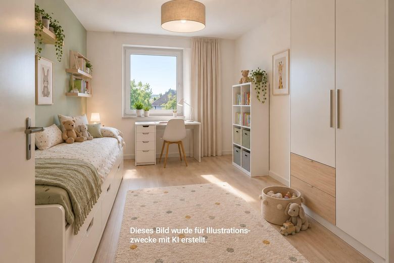 First Occupancy: Quiet 5-Room Apartment with 2 Bathrooms & South-Facing Balcony – Ideal for Families & Hamburg Commuters – Kinderzimmer 1 OG Beispiel