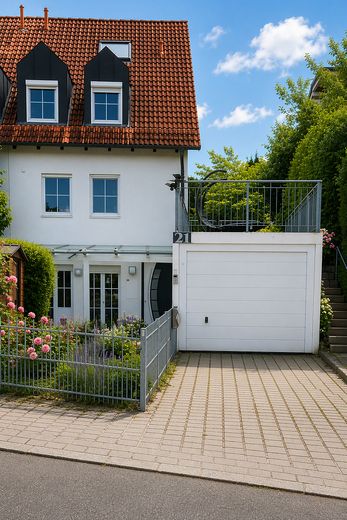 Einziehen & genießen: Provisionsfreie DHH am Moniberg mit traumhaftem Fernblick, Sauna & 3 Terrassen – Hausansicht