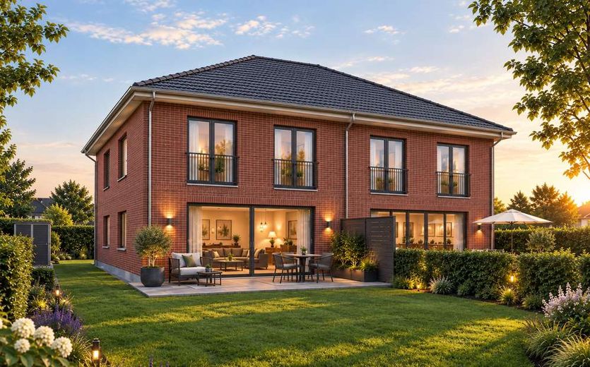 Attraente casa bifamiliare di nuova costruzione in posizione tranquilla e immersa nel verde a Niendorf – Geplantes DHH
