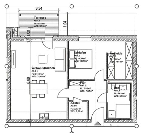 Erstbezug: Moderne Erdgeschosswohnung mit Terrasse sowie energieeffizientem Wohnkomfort – Grundriss PNG Wohnung 1 EG