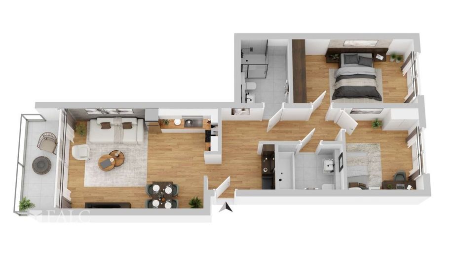 Leben mit Leichtigkeit - 3-Zimmer für urbane Individualisten – Grundriss