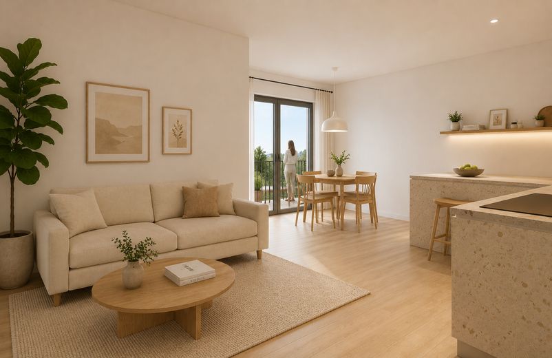 Obra nueva en Schwarzach am Main: apartamentos en propiedad de 2 a 4 habitaciones con ascensor y plaza de aparcamiento – Wohnen 1, Beispiel