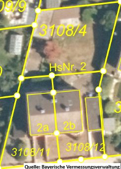 2 Doppelhaushälften auf 739 m² – eine frei, eine vermietet + zusätzliches Flurstück PROVISIONSFREI – Uebersicht der 3 Grundstücke
