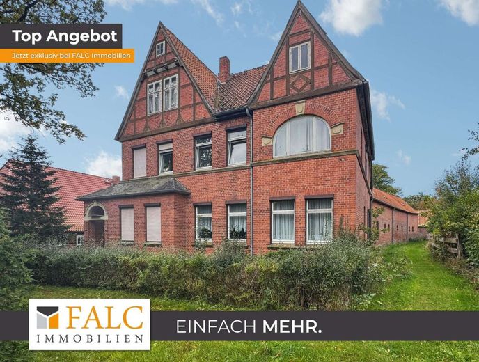 Großes Landhaus mit Einliegerwohnung, Stallungen, Koppeln &amp; Flusszugang auf 6.640 m² Traumgrundstück – Hausansicht