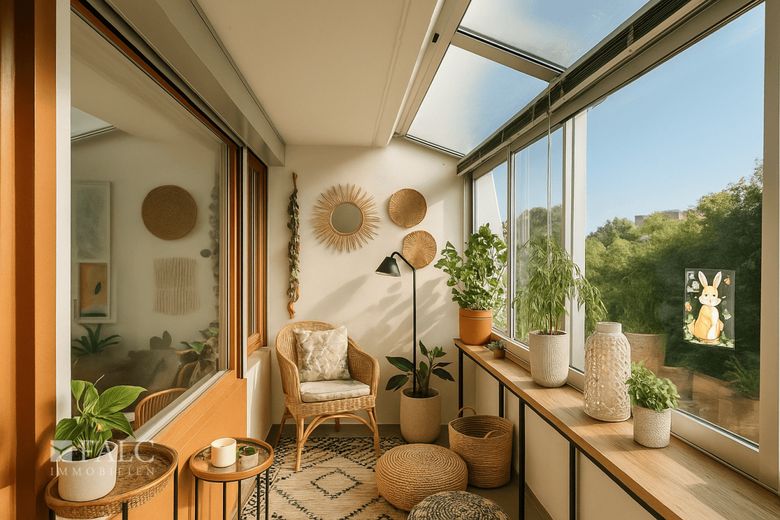 Helle 2-Zimmer-Wohnung mit großzügigem Wintergarten in Augsburg-Lechhausen – Einrichtungsbeispiel Wintergarten