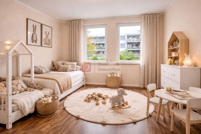Top!! Provisionsfreie Gartenwohnung - hochwertige Renovierung, moderne Einbauküche – Kinderzimmer - Virtual Staging