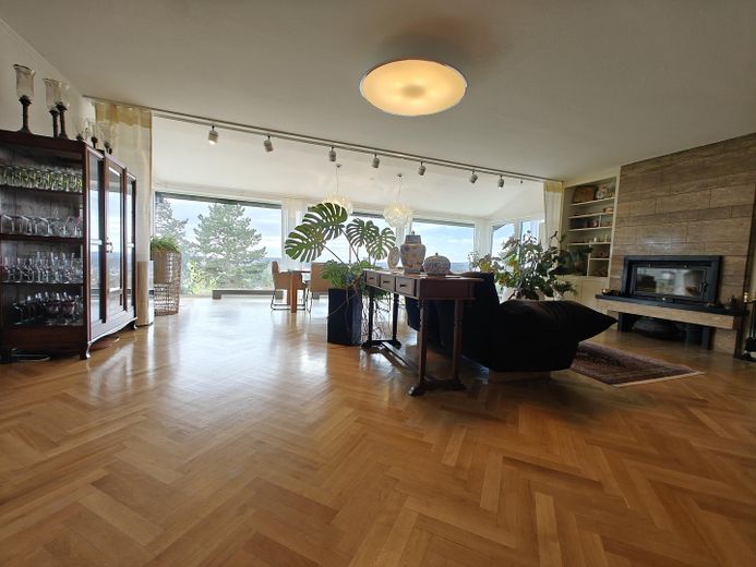 Großes Wohnzimmer mit Aussicht