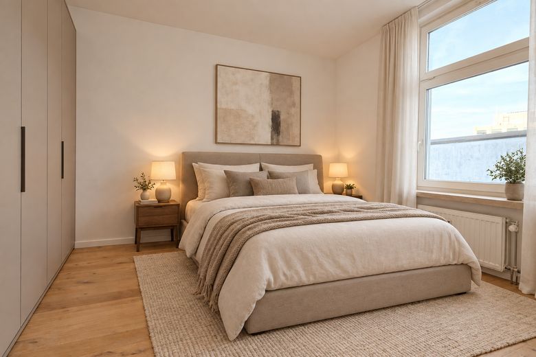 Provisionsfrei! TOP 2,5-Zimmer-Maisonette Wuppertal Barmen – Schlafzimmer-KI Vorschlag