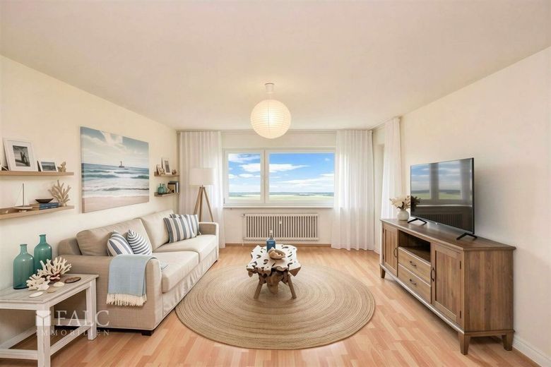 Ankommen. Bleiben. Durchatmen. - 3 Zimmer mit Grünblick – Wohnzimmer-KI generiert